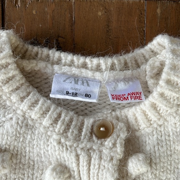 Zara two tone bauble knit cardigan sweater neutral button up cozy - Picture 4 of 6